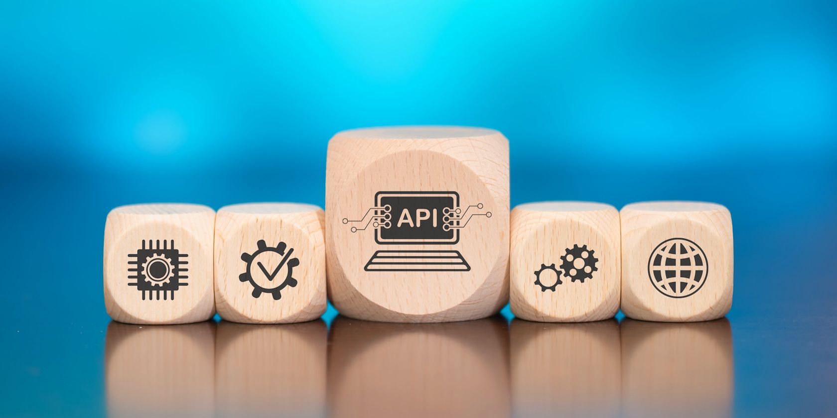 wooden blocks with api and other logos