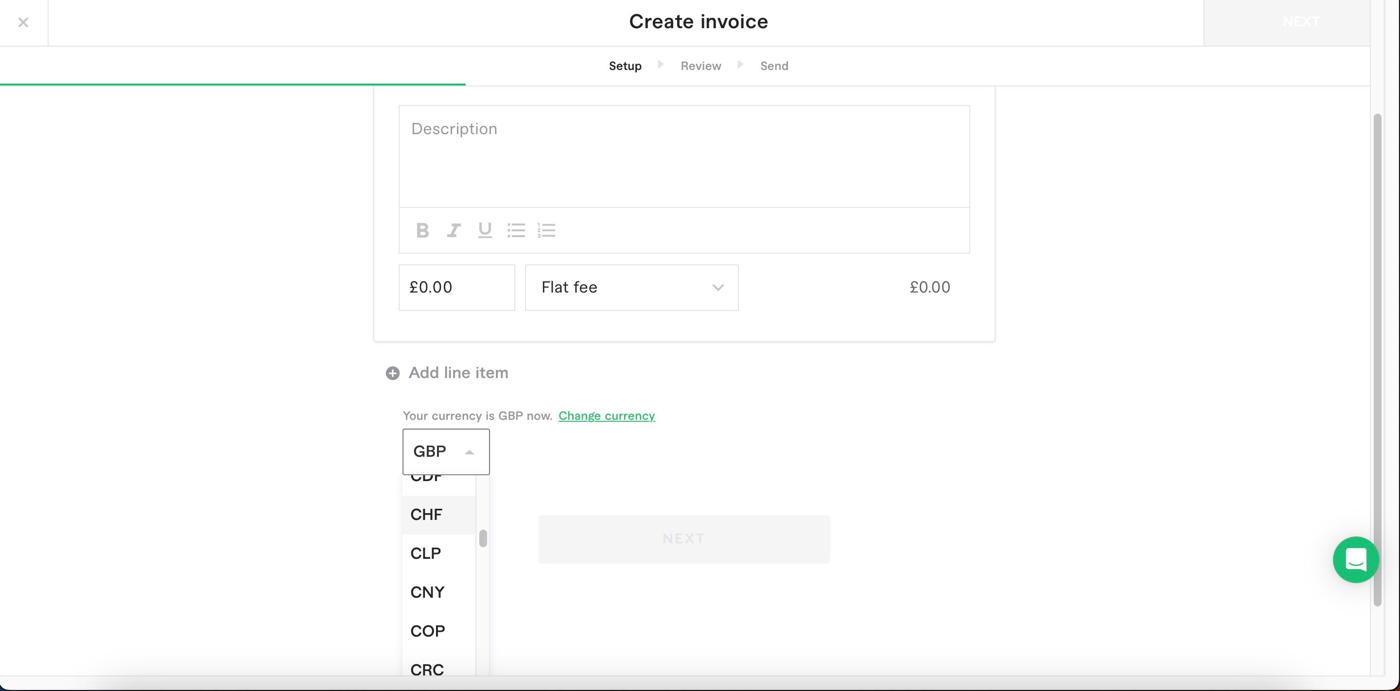 Workspace by Fiverr Currencies on an Invoice