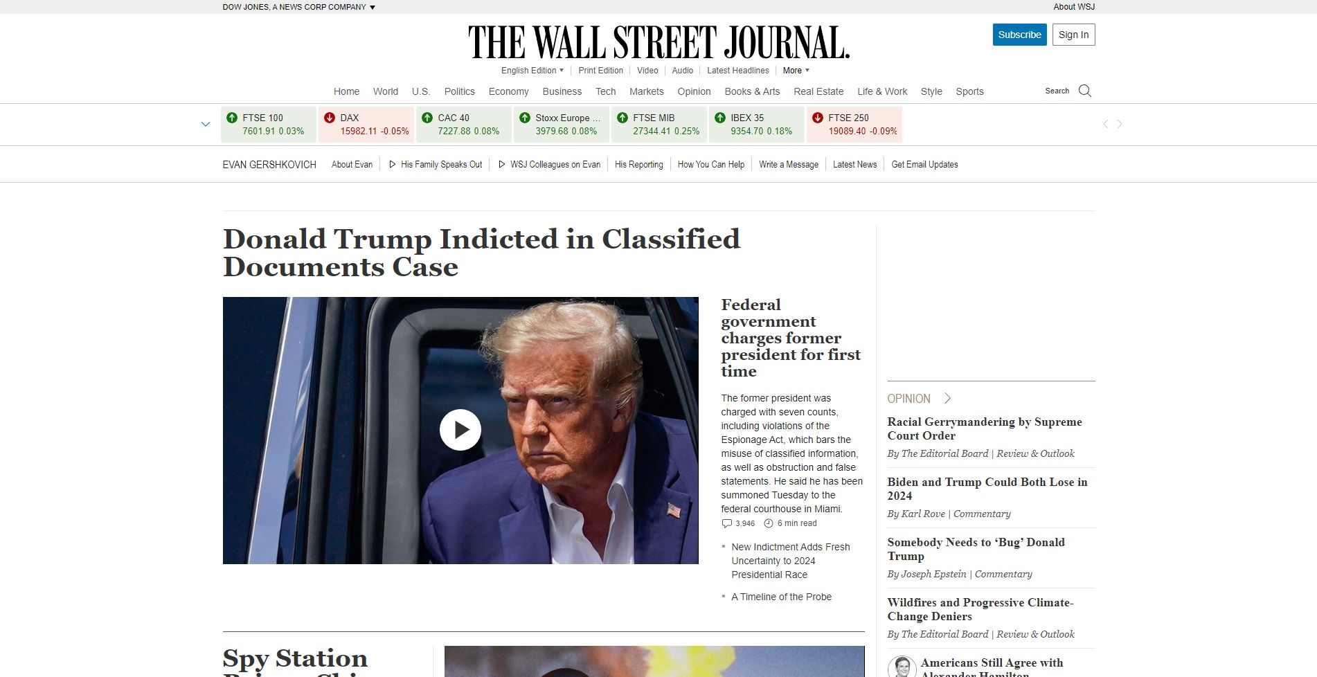 wsj front page june 2023