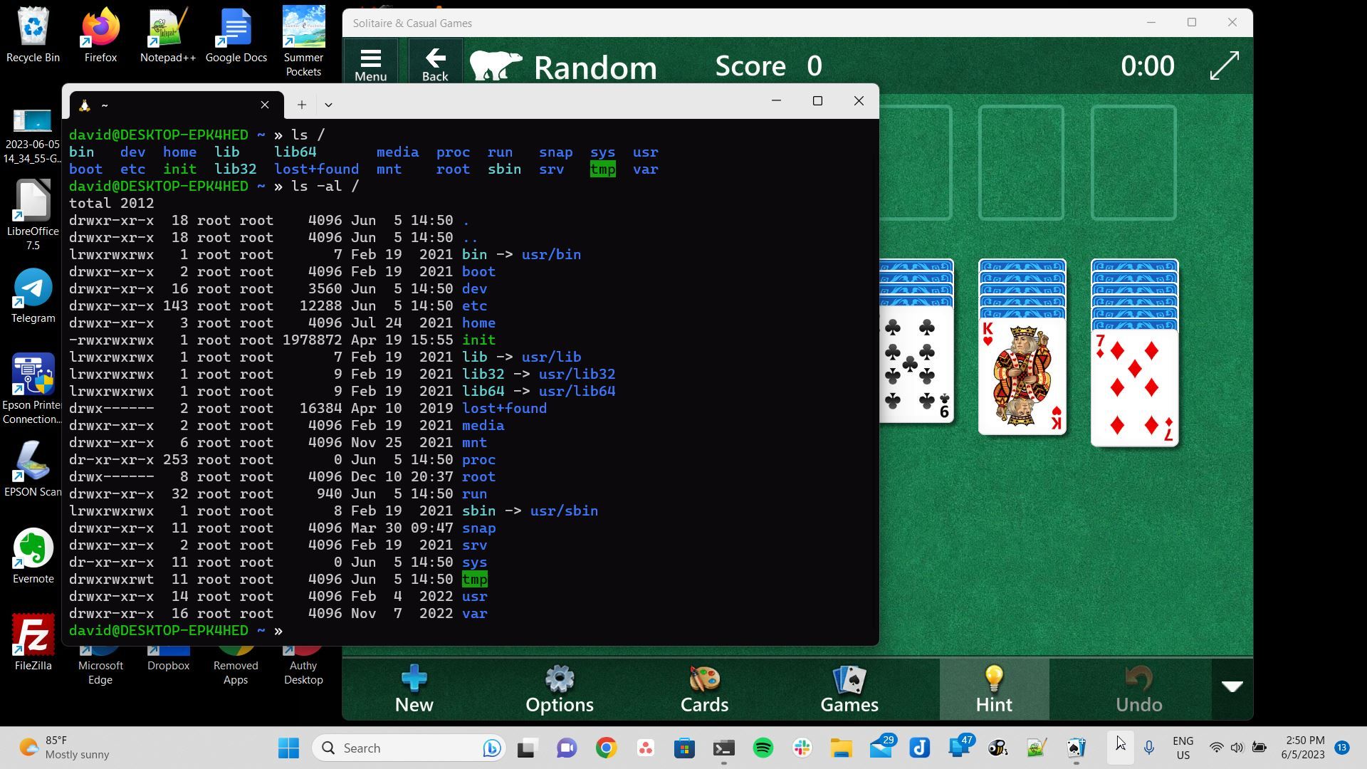 ترمینال WSL و Microsoft Solitaire Collection در ویندوز 11