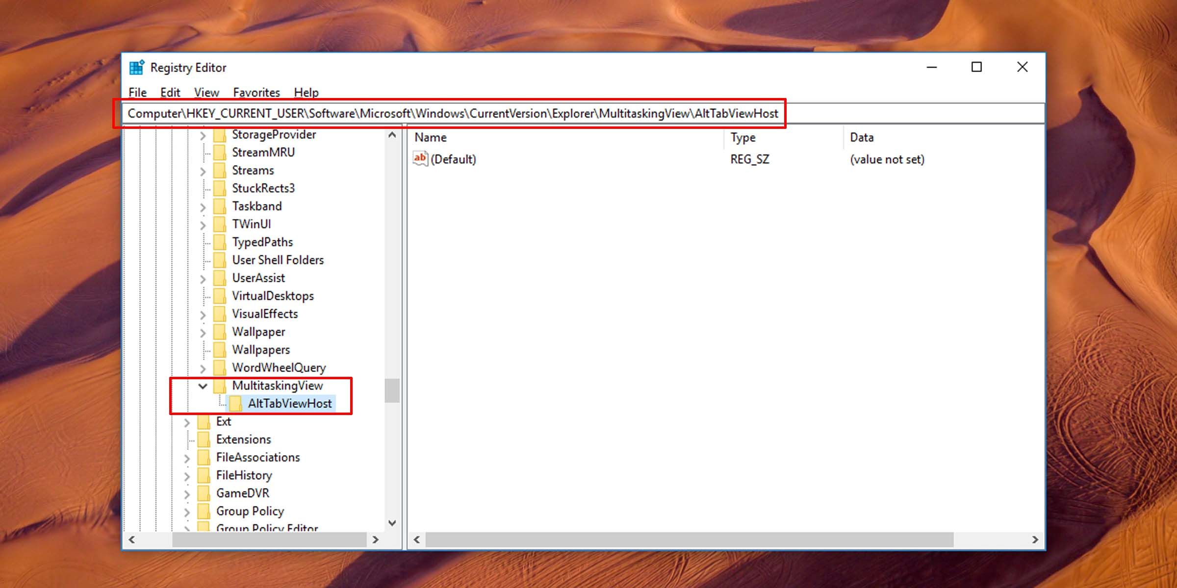 Mudando como Alt + Tab funciona através do registro