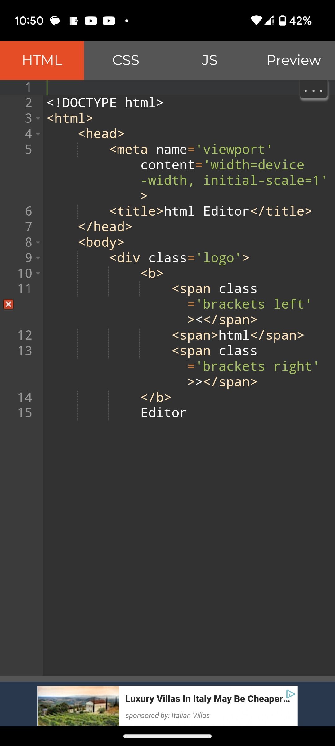 Editing HTML files in HTML Editor