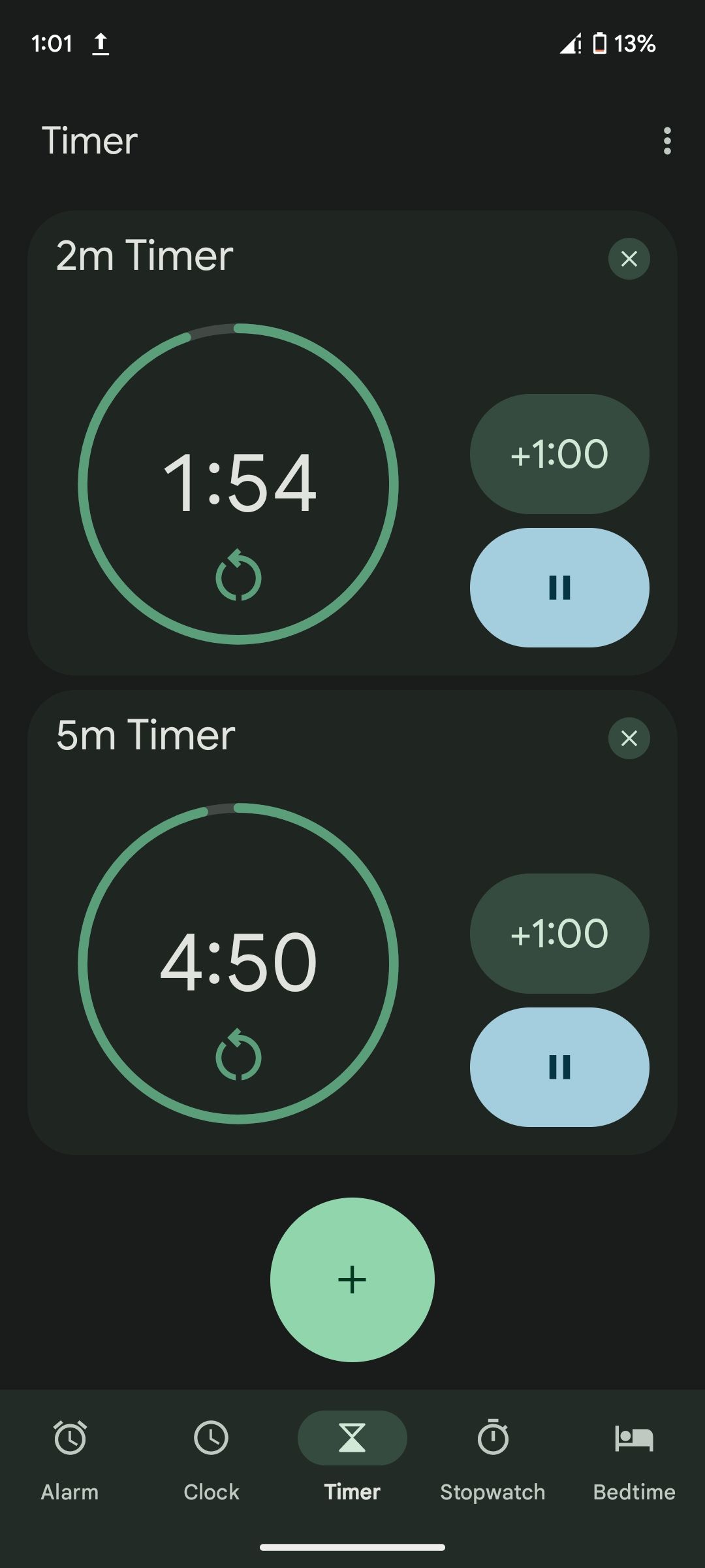 Concurrent timers running in Google's Clock app