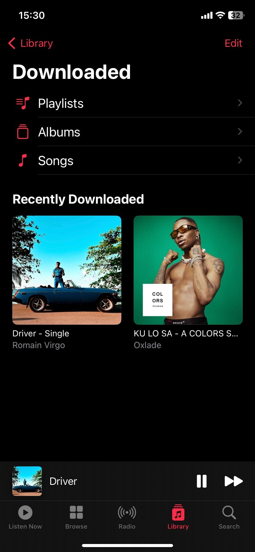 Downloaded songs in Apple Music