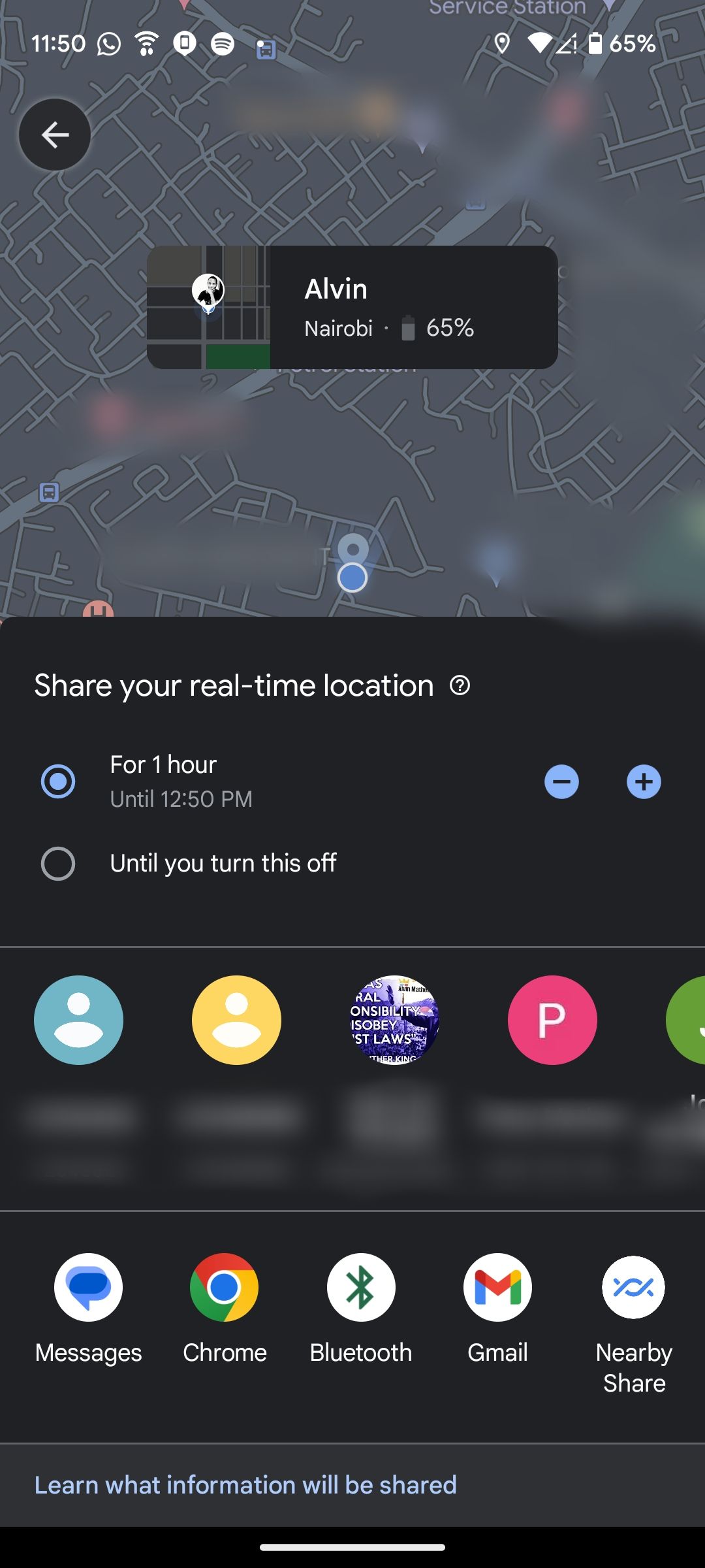 Sharing current location in Google Maps