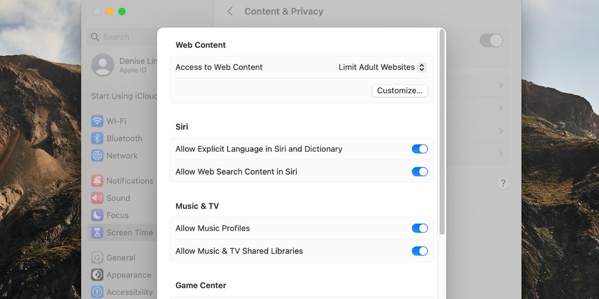 mac content restrictions settings