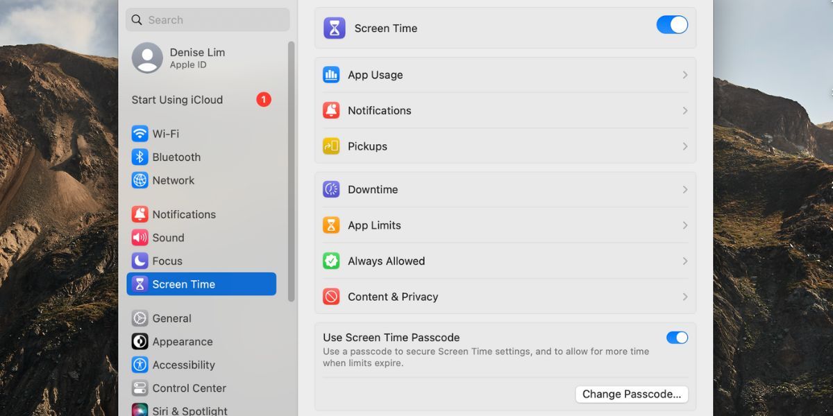 mac screen time settings