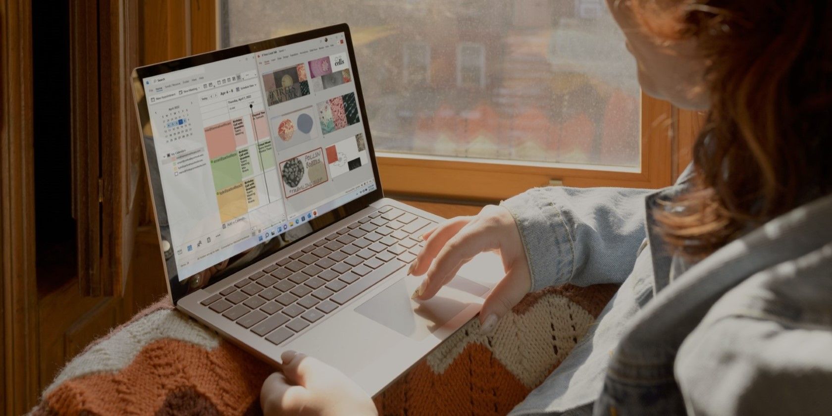 Женщина, использующая серый ноутбук с Windows