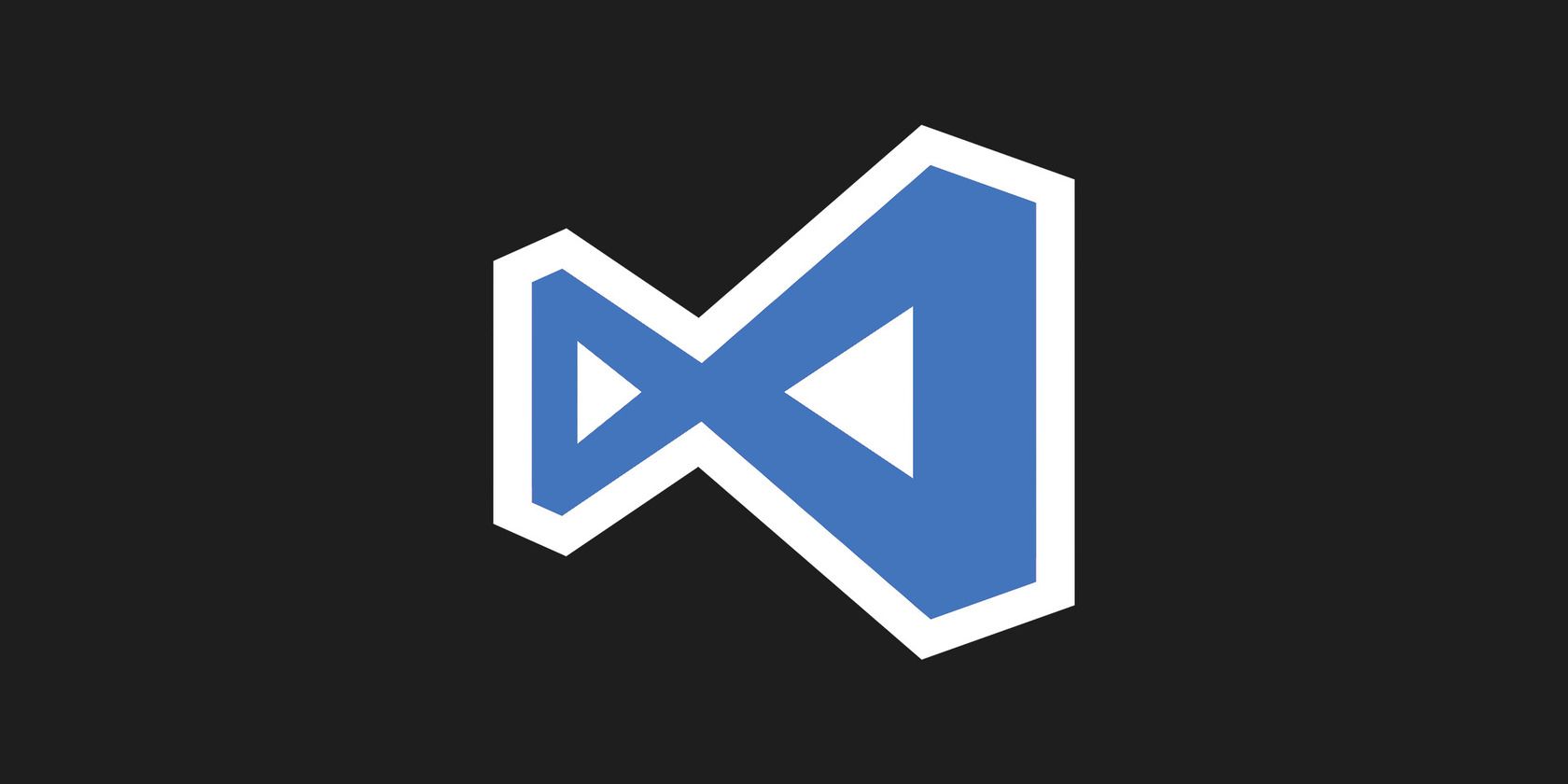 A dark background with a blue and white logo for visual studio code