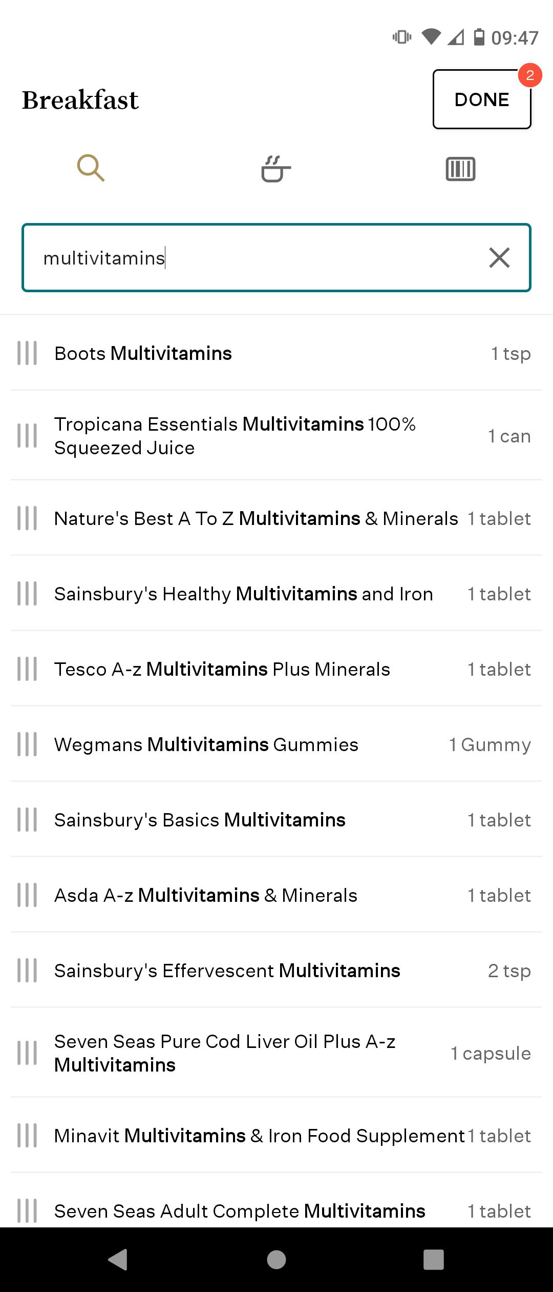 Adding Multivitamins to Noom's Meal Tracker