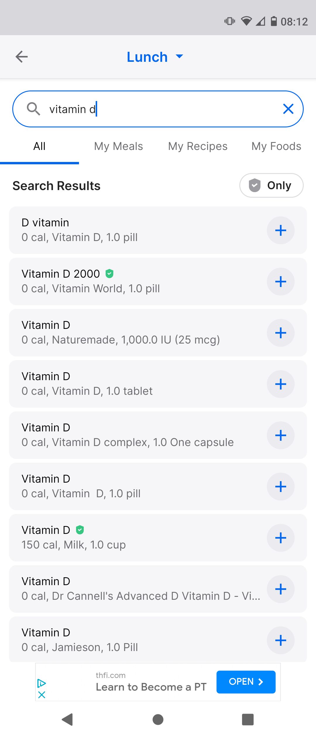 Adding Vitamin D to Food Diary on MyFitnessPal