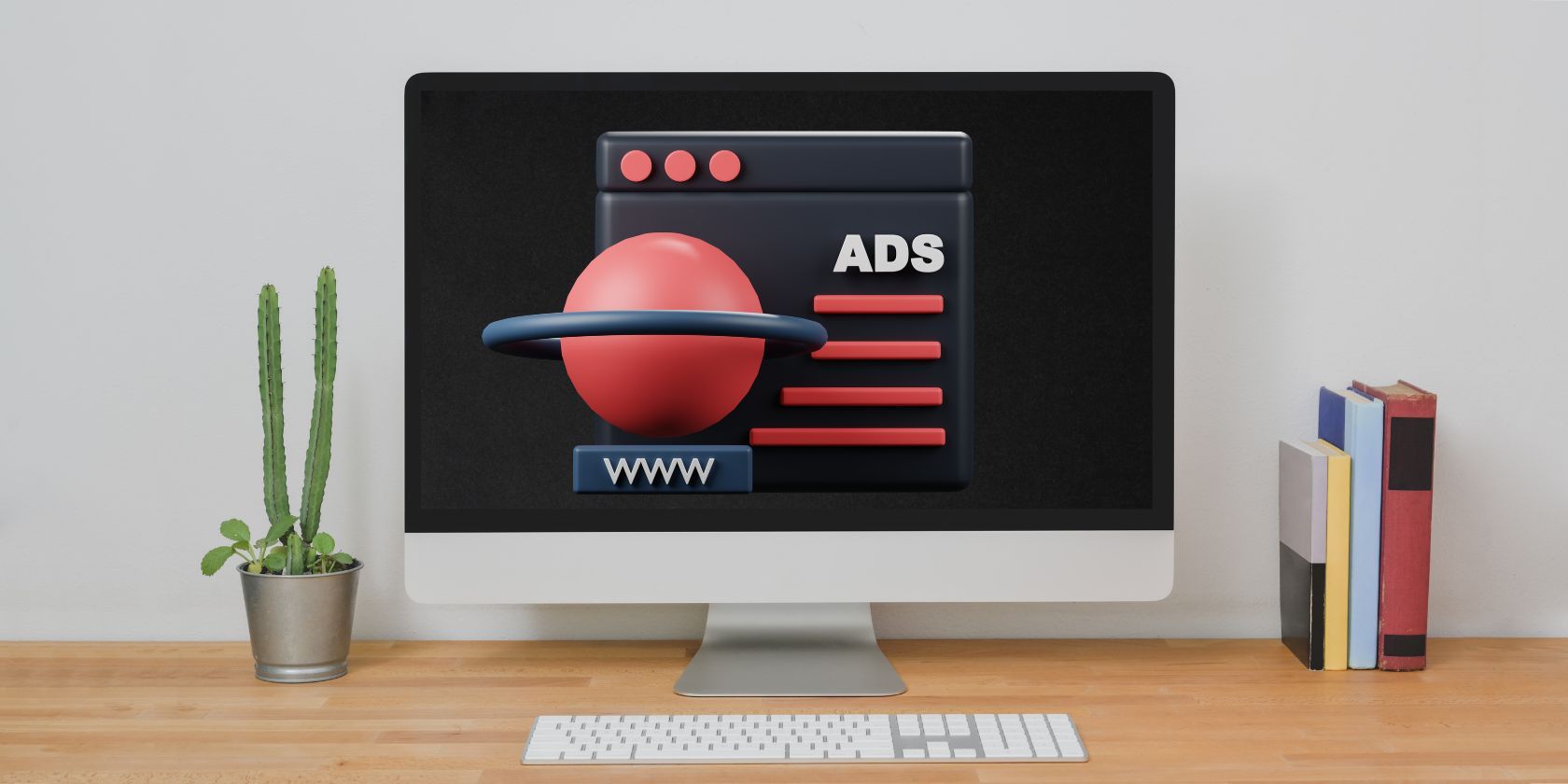 Màn hình máy tính có biểu tượng quảng cáo