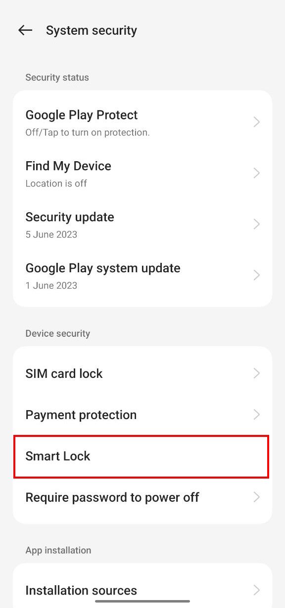 Android System Security Options