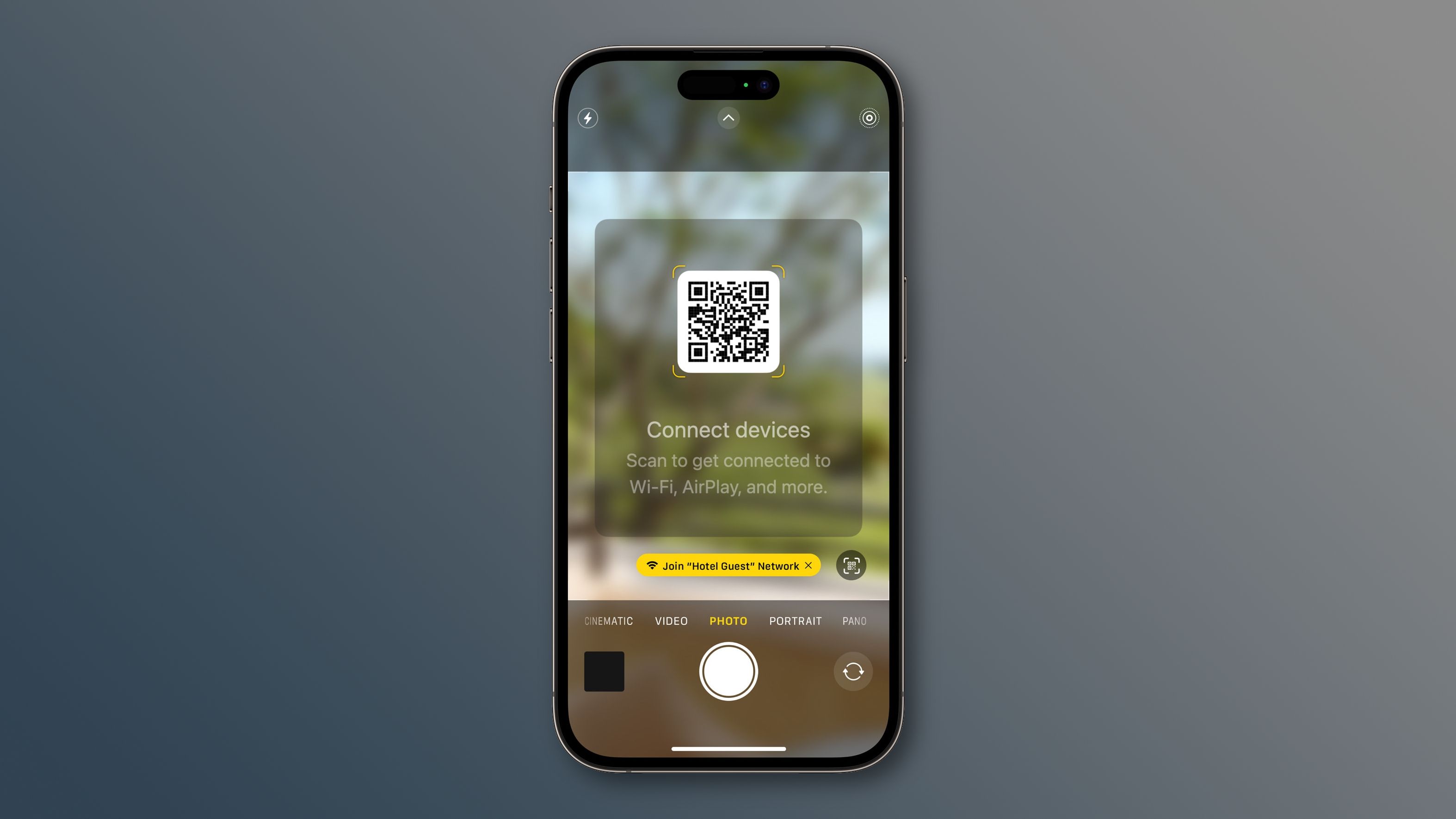 Scanning an AirPlay QR code with the iPhone's Camera app