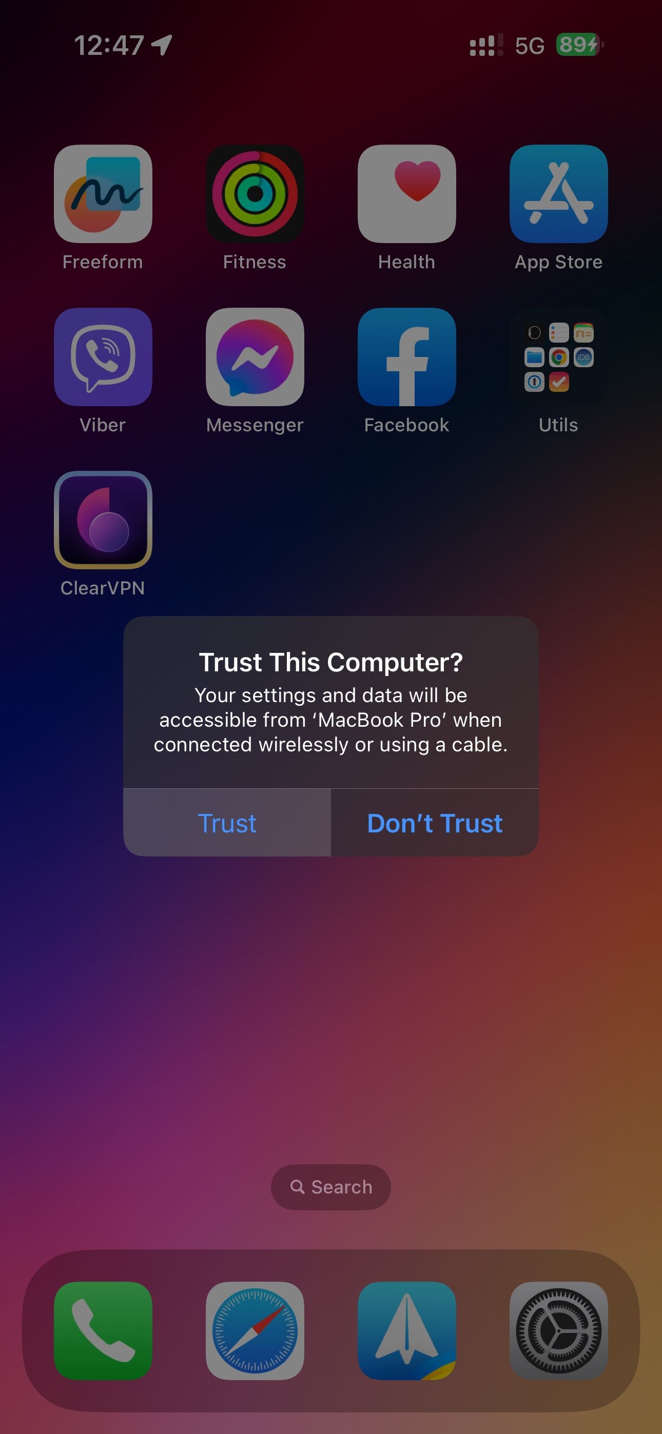 "Trust This Computer" prompt on iPhone