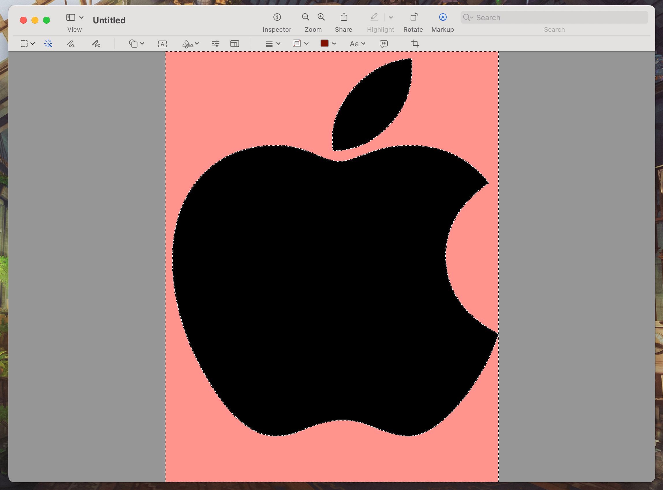 Apple logo in Preview with the background highlighted