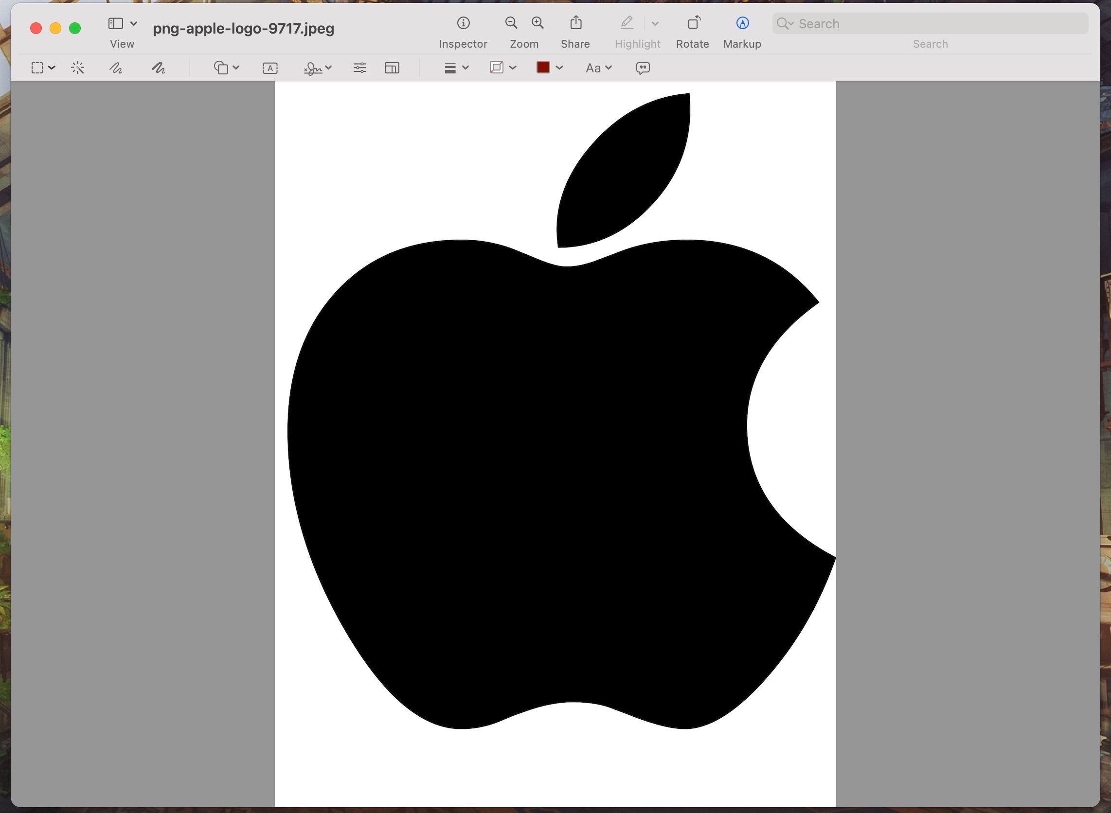 Apple logo with white background on Preview
