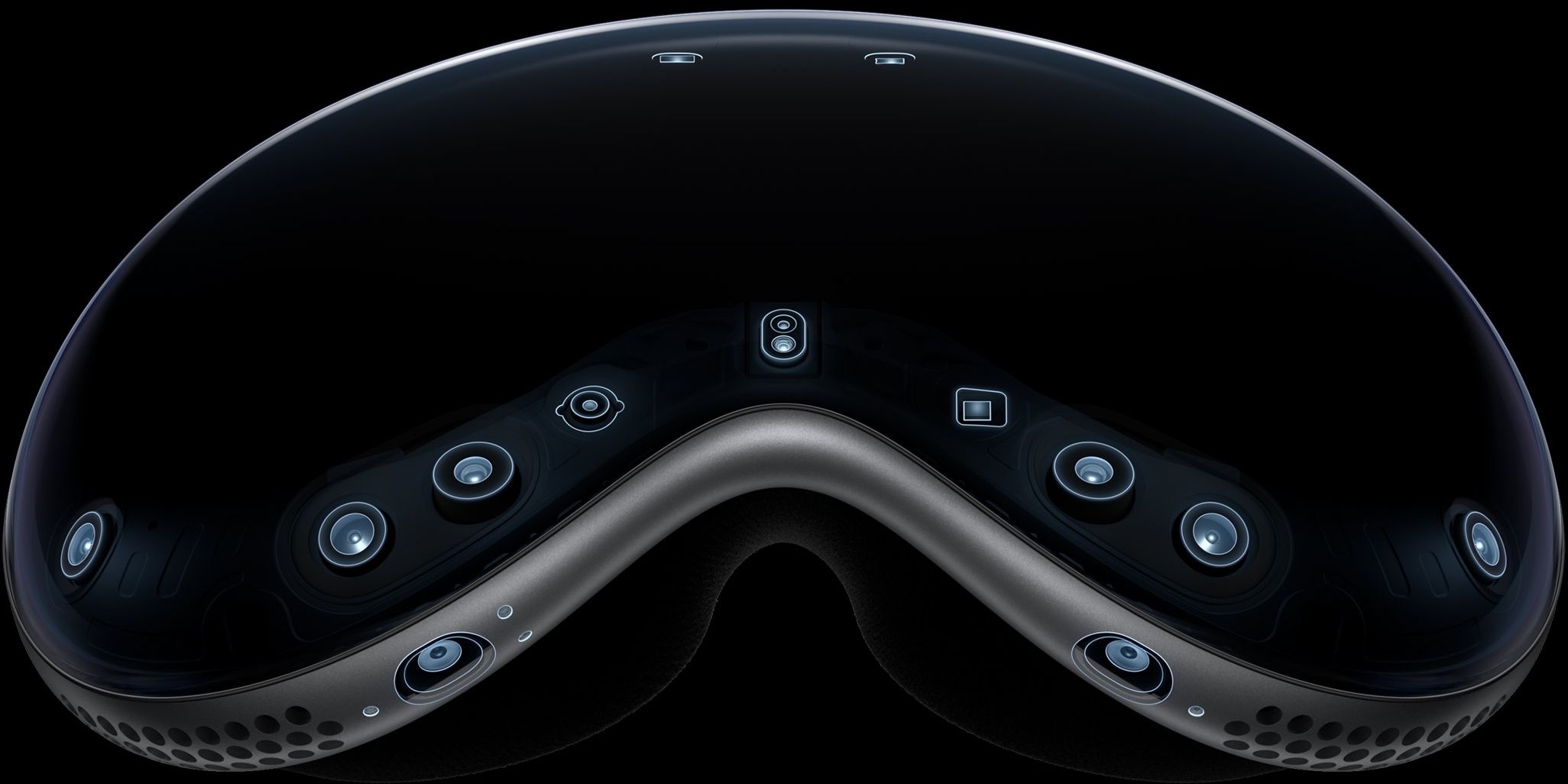 Highlights of the external sensors, cameras and microphones on the Vision Pro headset