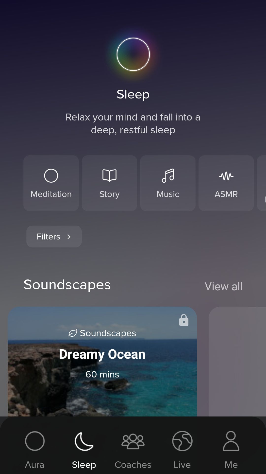 Aura sleep meditation app soundscapes