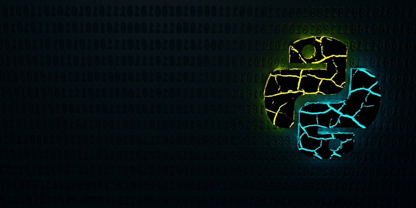 An image of the Python logo surrounded by binary numbers on a dark background