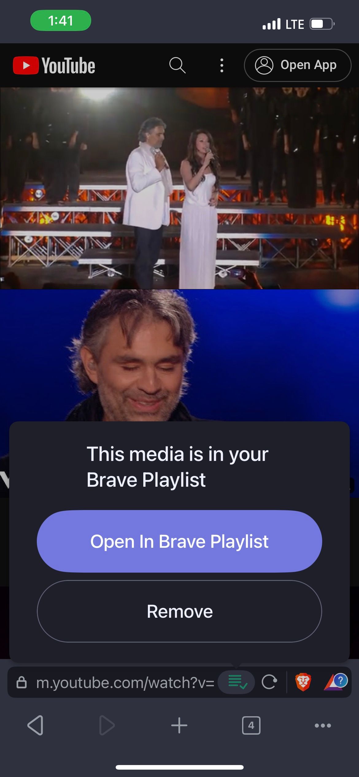 لیست پخش Brave در Brave برای iOS