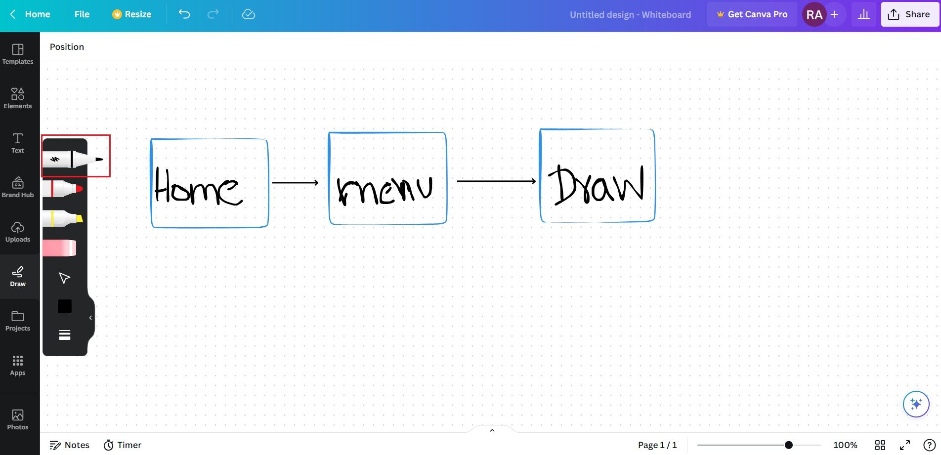 نوع قلم Canva Draw