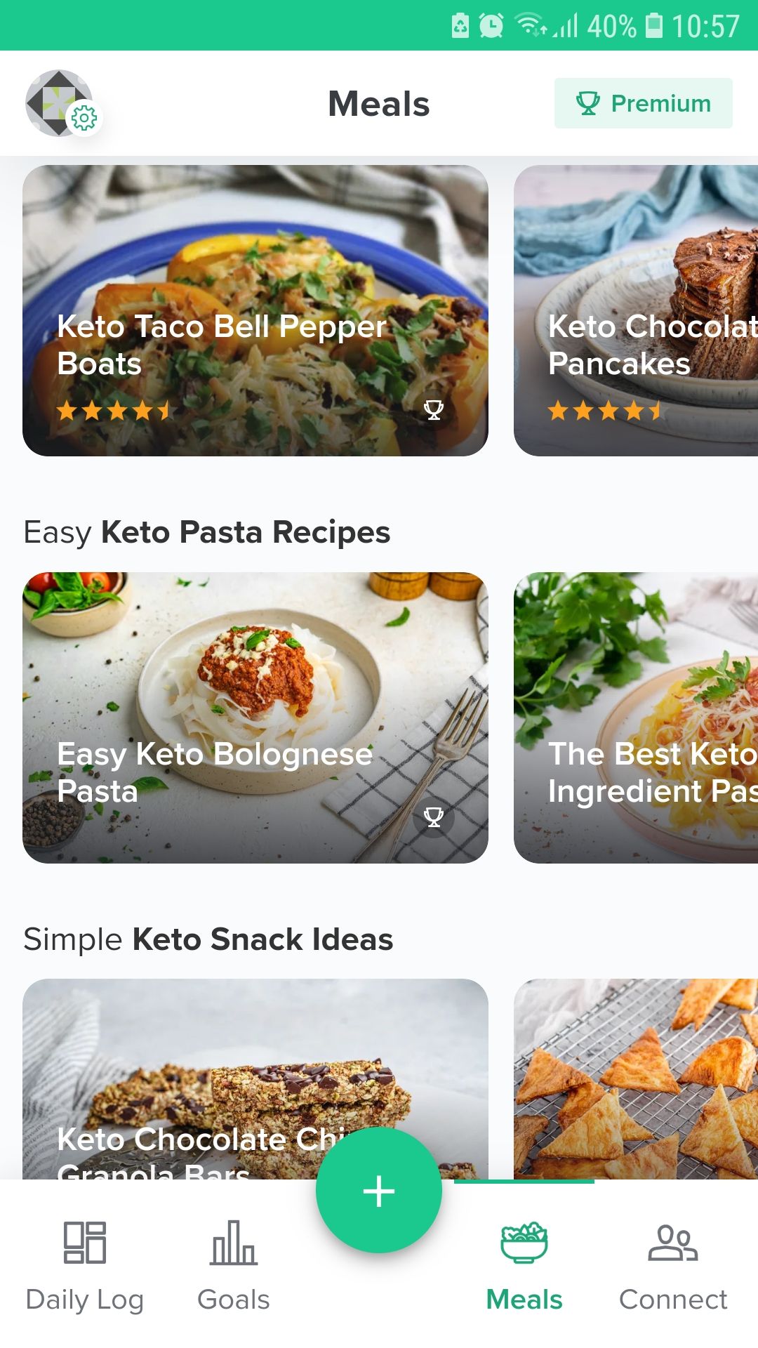 Carb Manager Keto Diet Tracker app meals