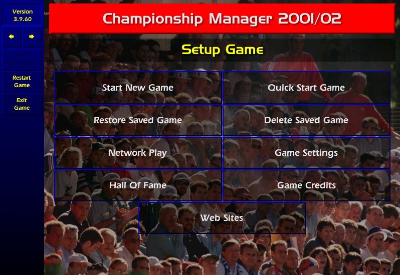 The Championship Manager 01/02 title screen