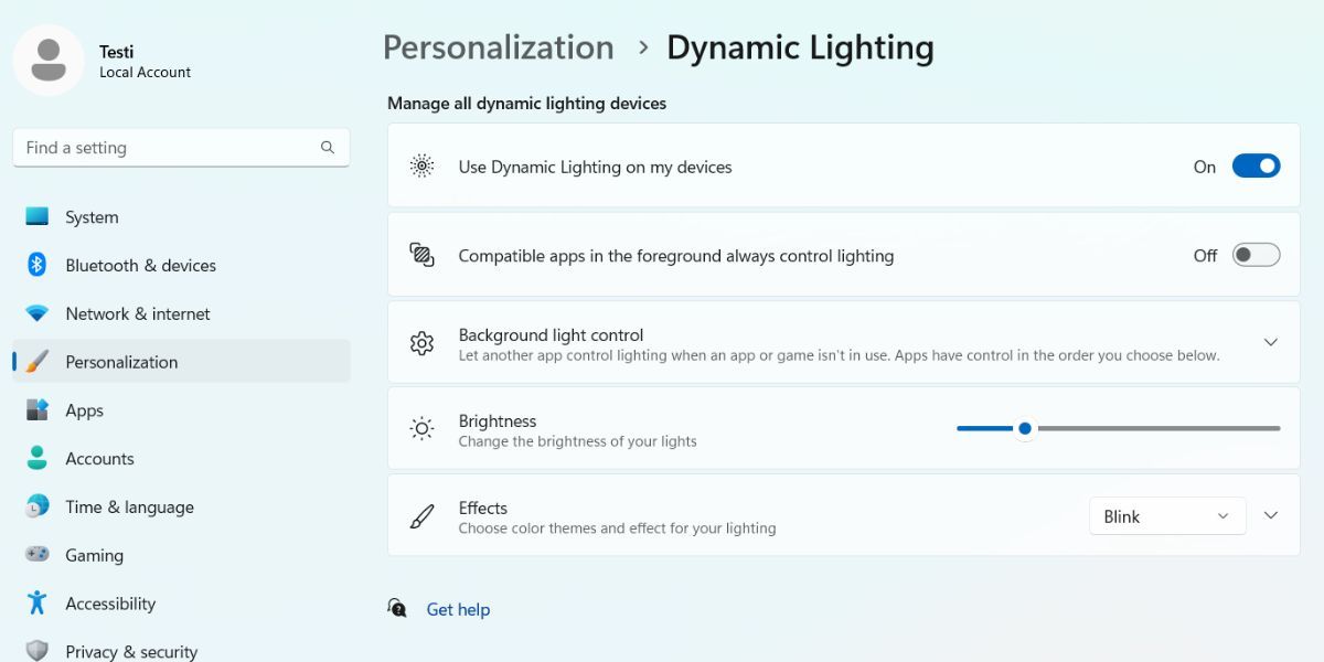 Cấu hình Dynamic Lighting trong Windows 11 (1)