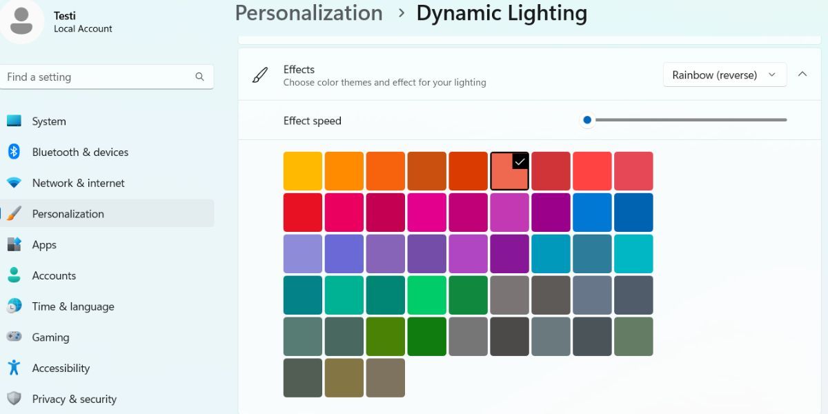 Cấu hình Dynamic Lighting trong Windows 11 3