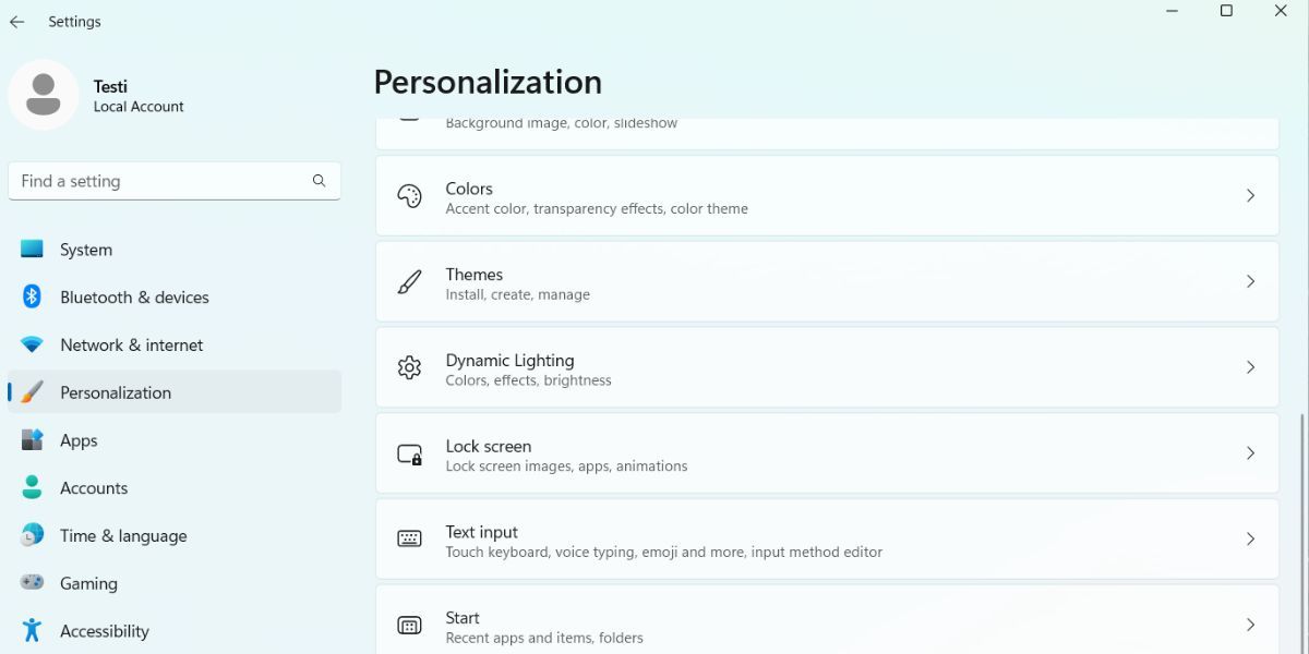 پیکربندی Dynamic Lighting در ویندوز 11