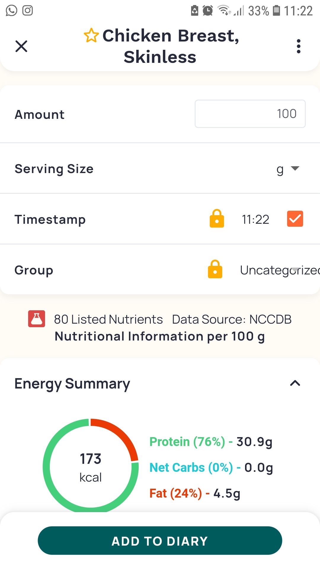 Cronometer Calorie Counter app add meals