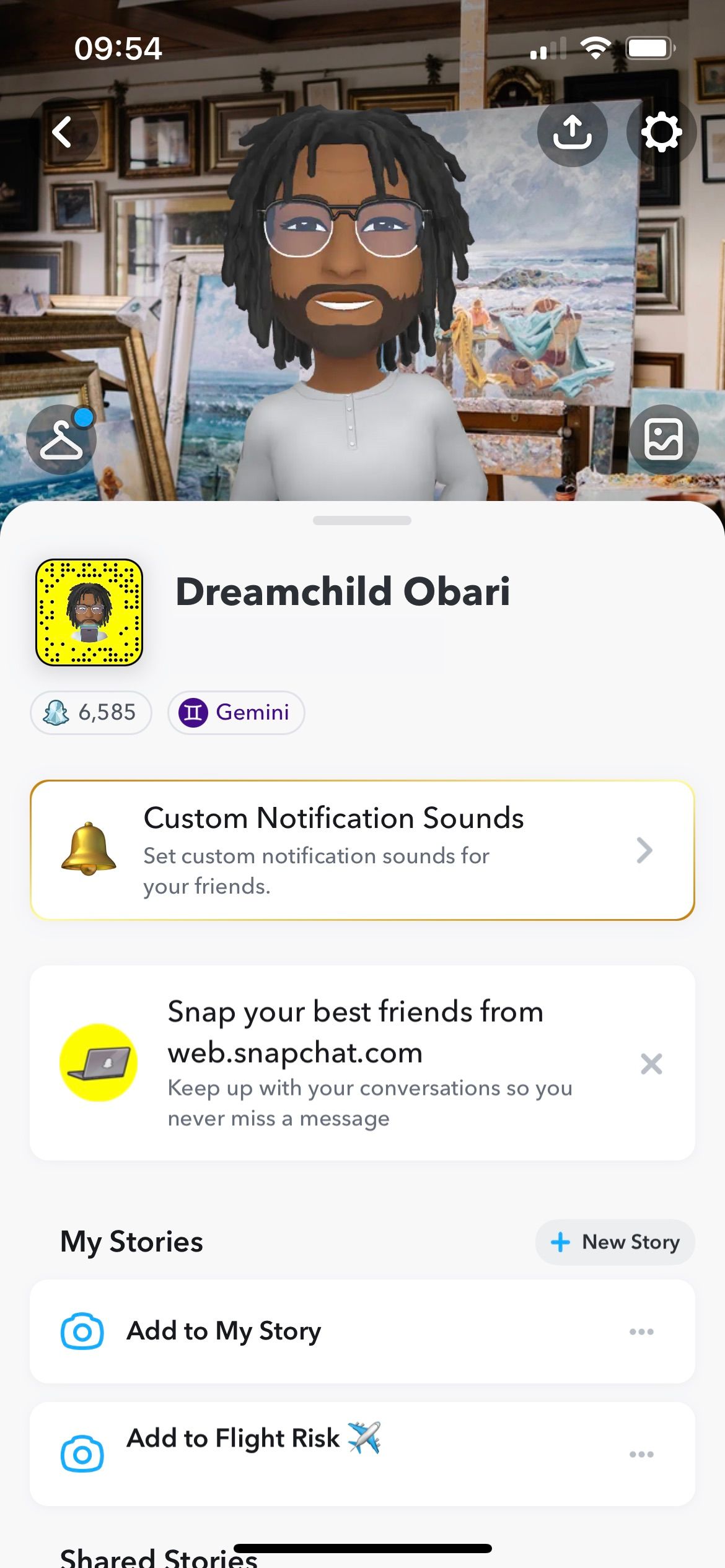 Dreamchild Obari's Snapchat profile page