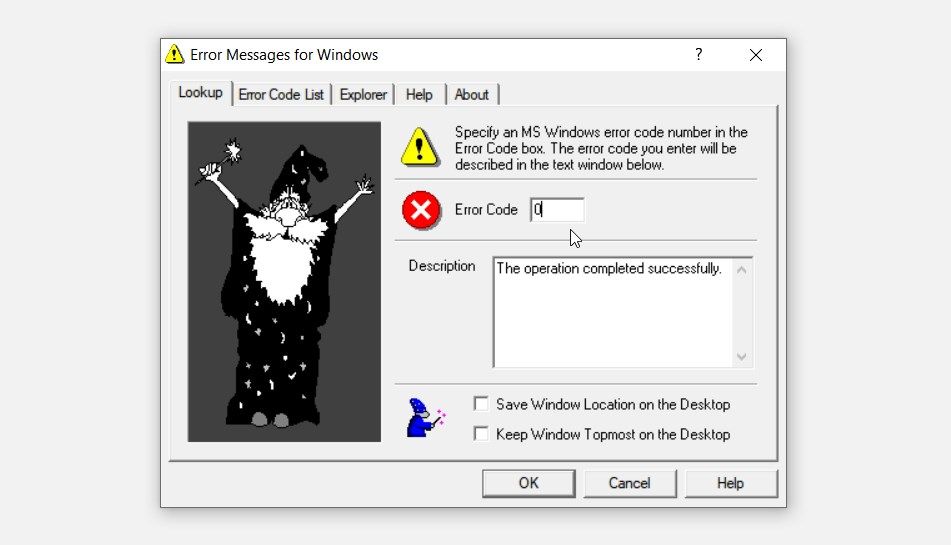 Сообщения об ошибках для Windows