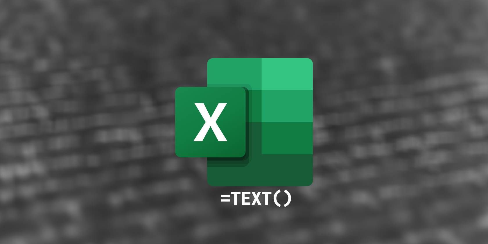Excel logo with the TEXT function icon under it.