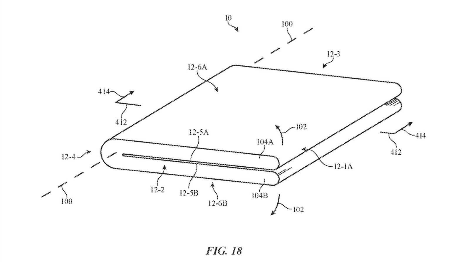 Patent showing sketch of foldable iPhone display