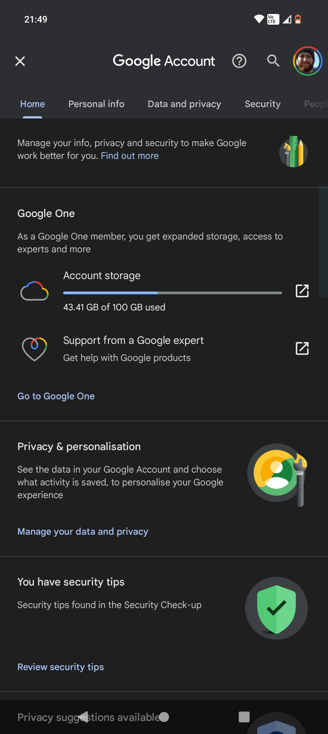 google android app one storage options