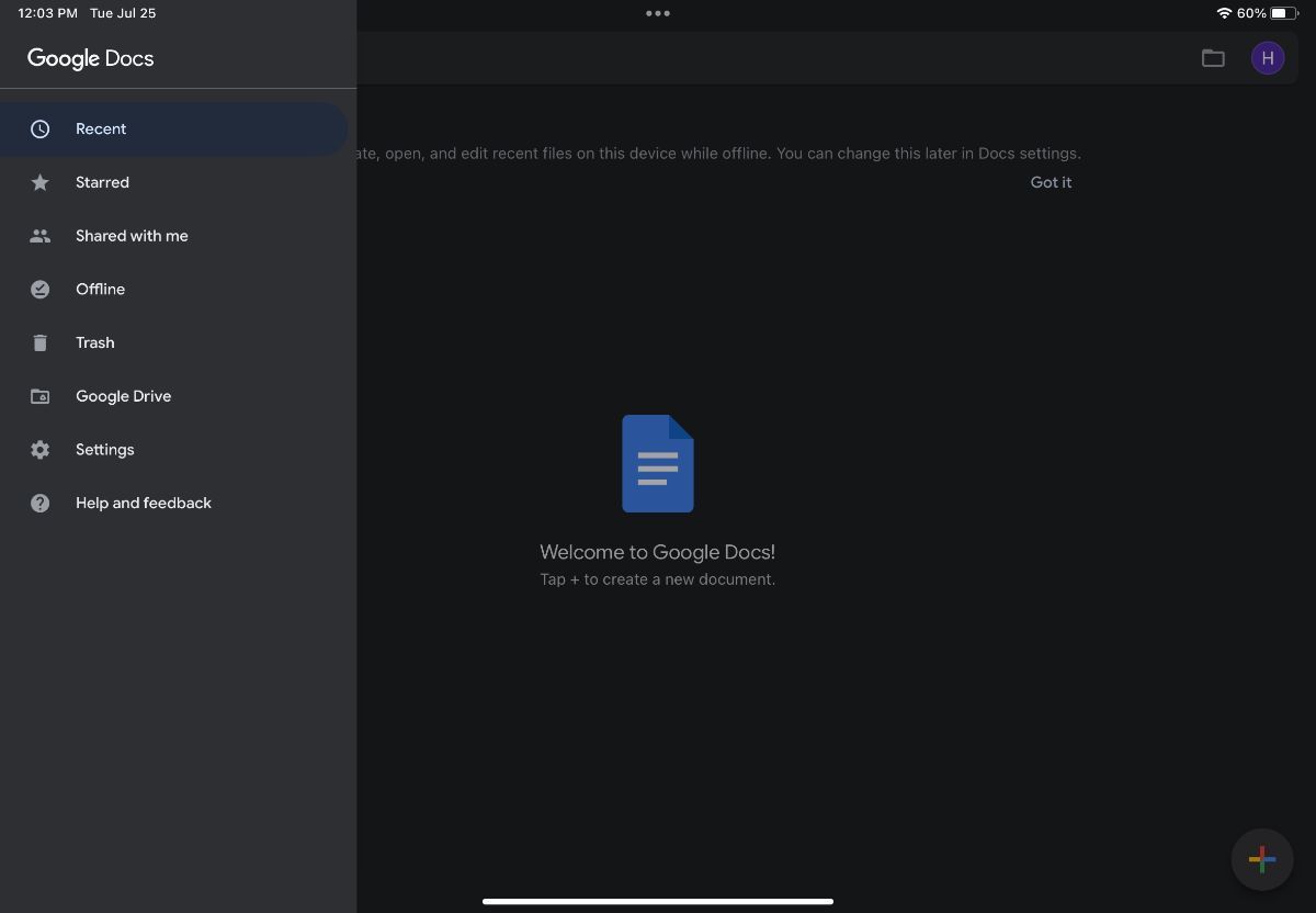 Google Docs for iPad