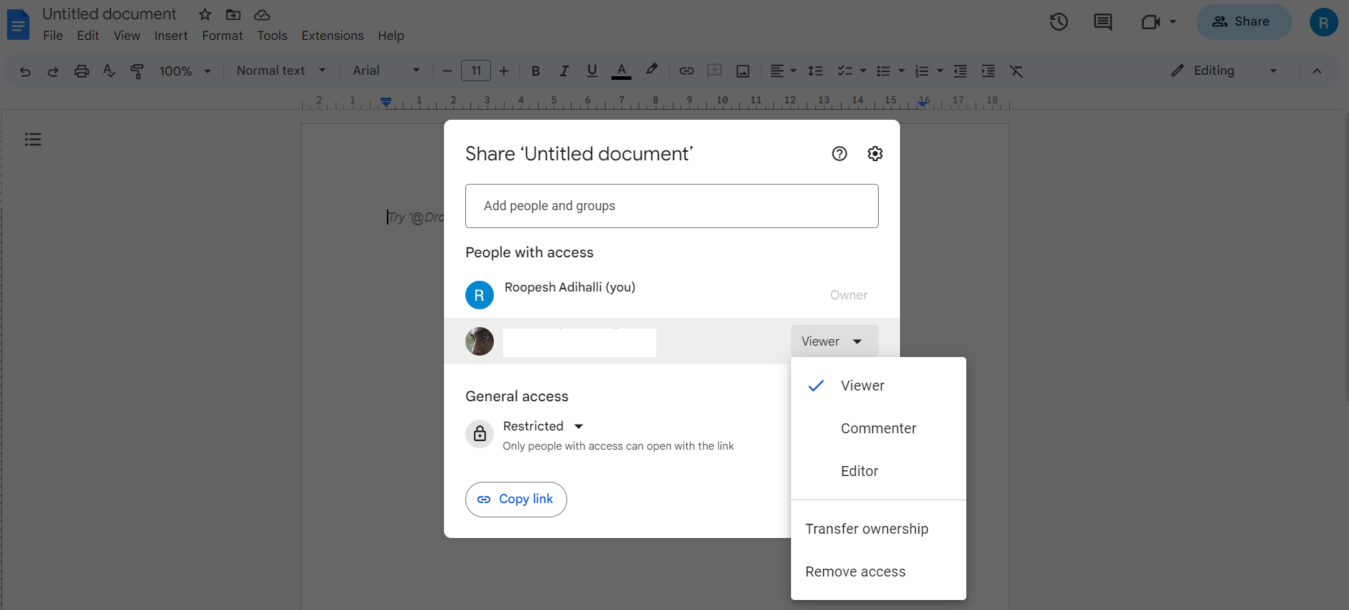 Google Docs Share