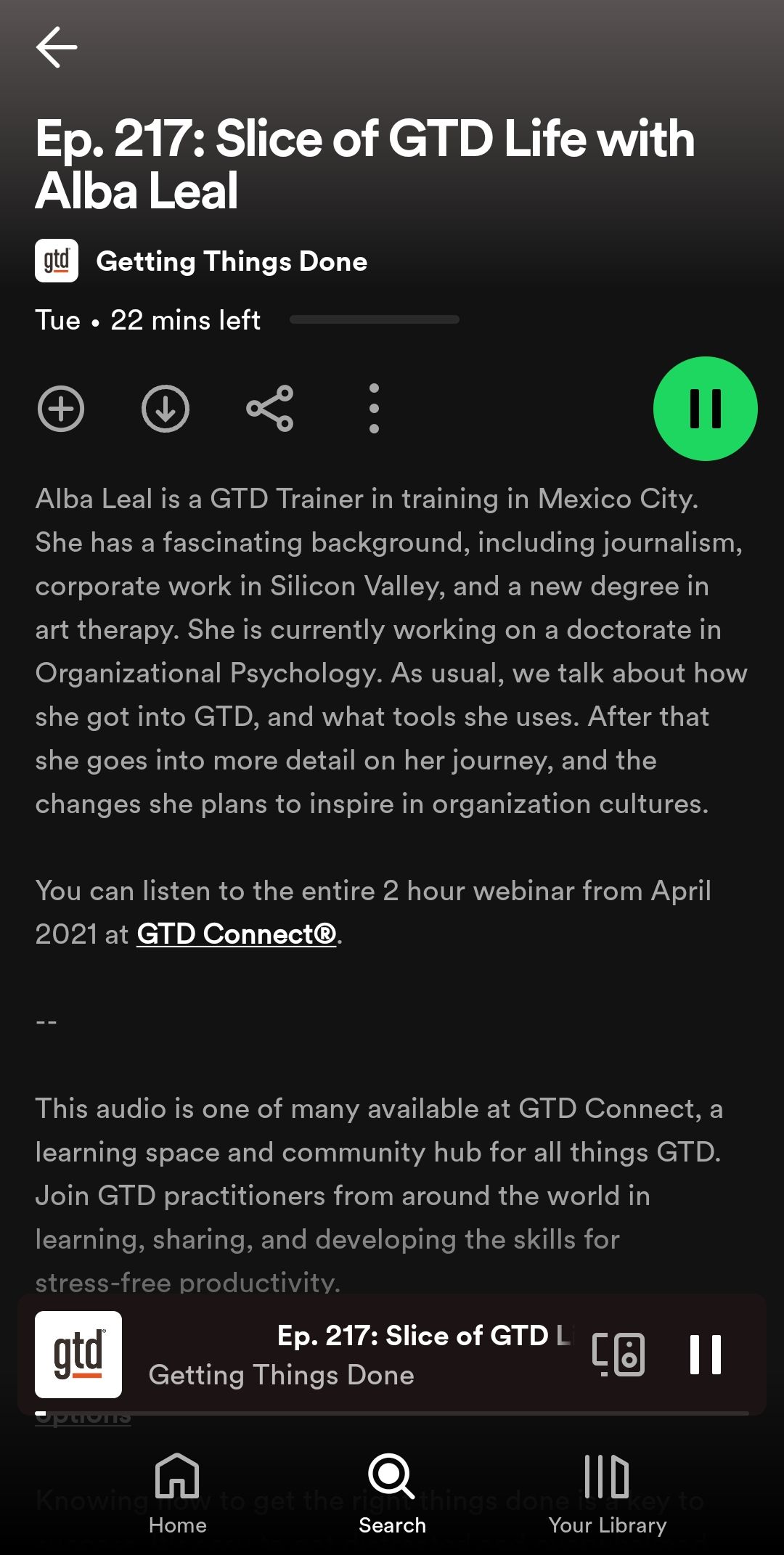 لیست اپیزودهای انجام کارها در Spotify