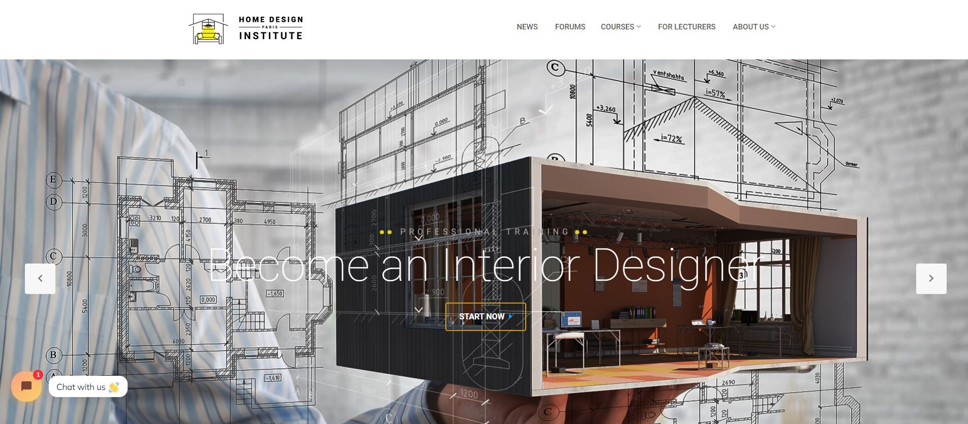 A Screenshot of the Home Design Institute - Paris s Landing Page