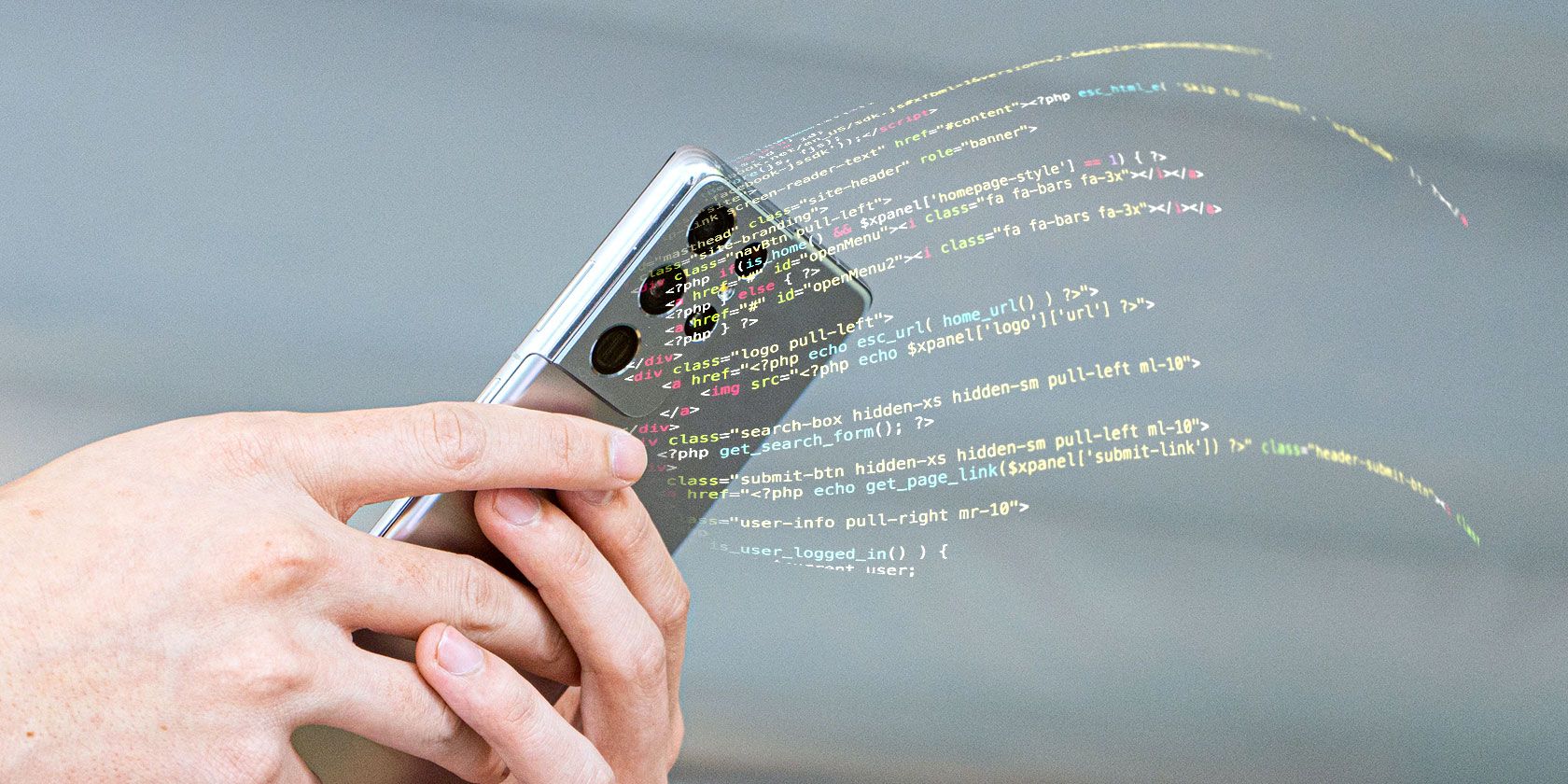 HTML code flying from a Samsung phone 