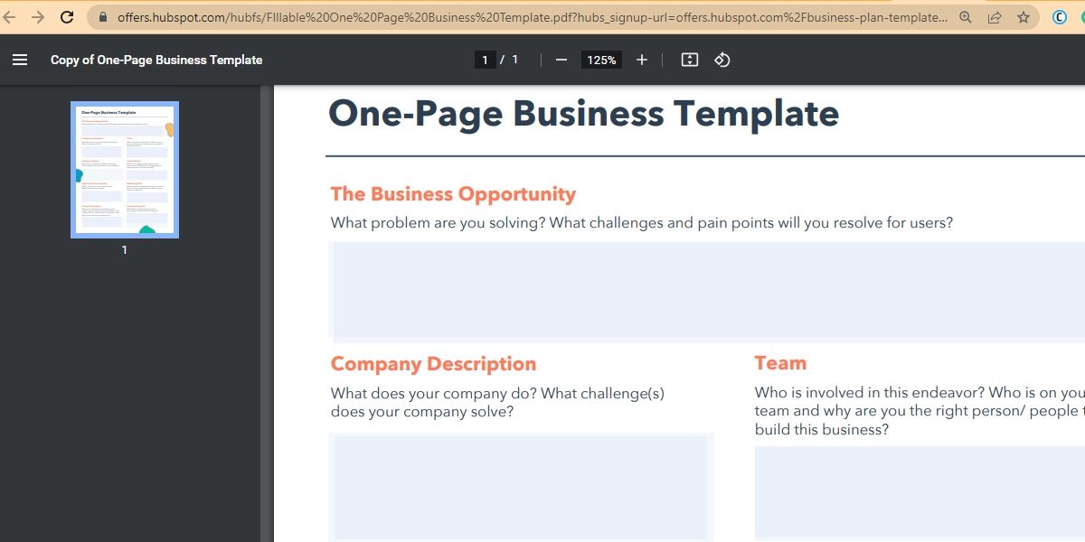 Hubspot interactive one page business template