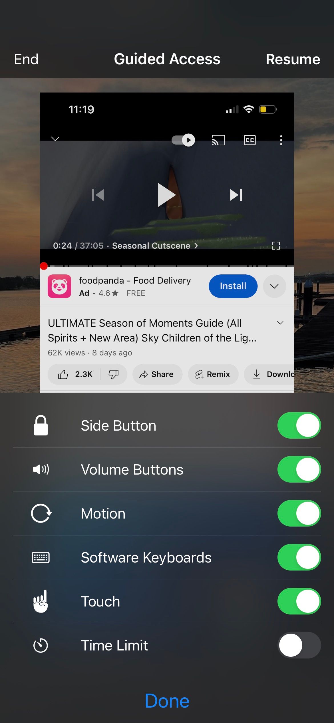 iphone guided access options
