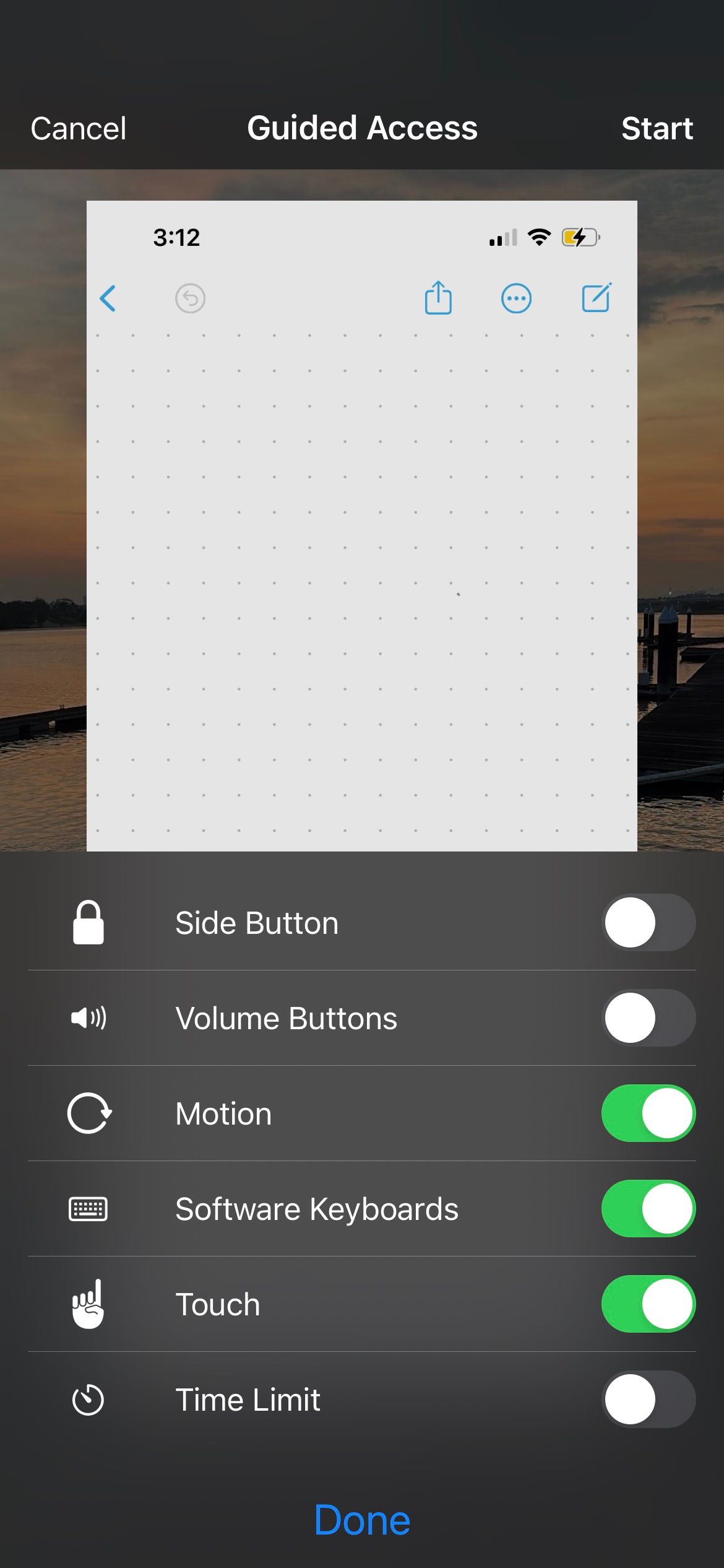 iphone guided access options