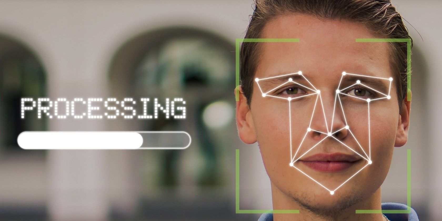 پردازش تشخیص چهره یک مرد توسط هوش مصنوعی