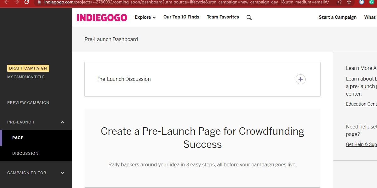 IndieGogo-huy động vốn cộng đồng-trang trước khi ra mắt