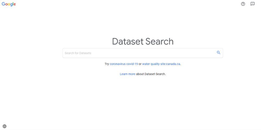 Halaman arahan Pencarian Kumpulan Data Google