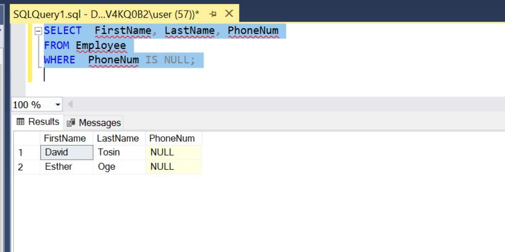 A instrução SQL IS NULL é usada 