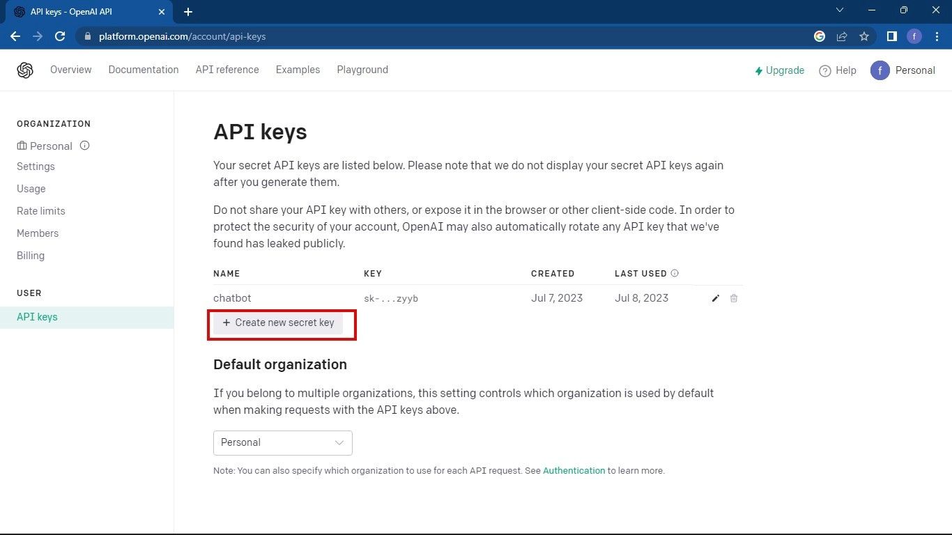 Tạo khóa API OpenAI
